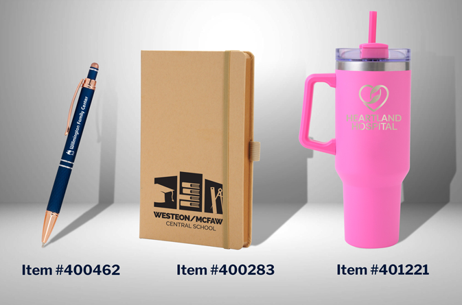 The history of promotional products like pens, notebooks, and drinkware
